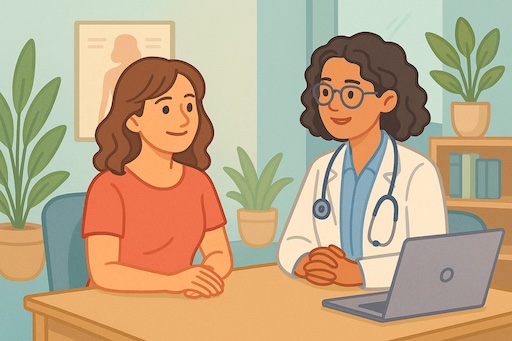 Illustration of a woman reflecting during perimenopause